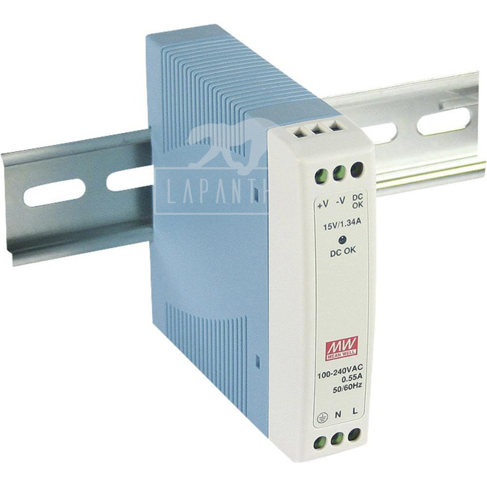 Mean Well MDR-10-15 ~ DIN Rail Mounting Power Supply; 10W; 15VDC