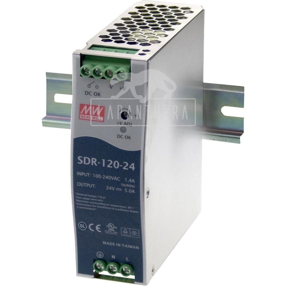Mean Well SDR-120-24 ~ DIN sínes tápegység, 120 W, 24 VDC
