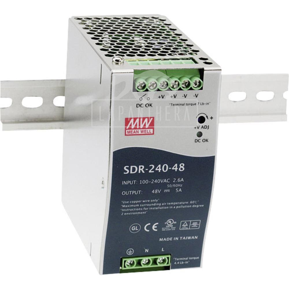 Mean Well SDR-240-48 ~ DIN Rail Mounting Power Supply; 240W; 48VDC